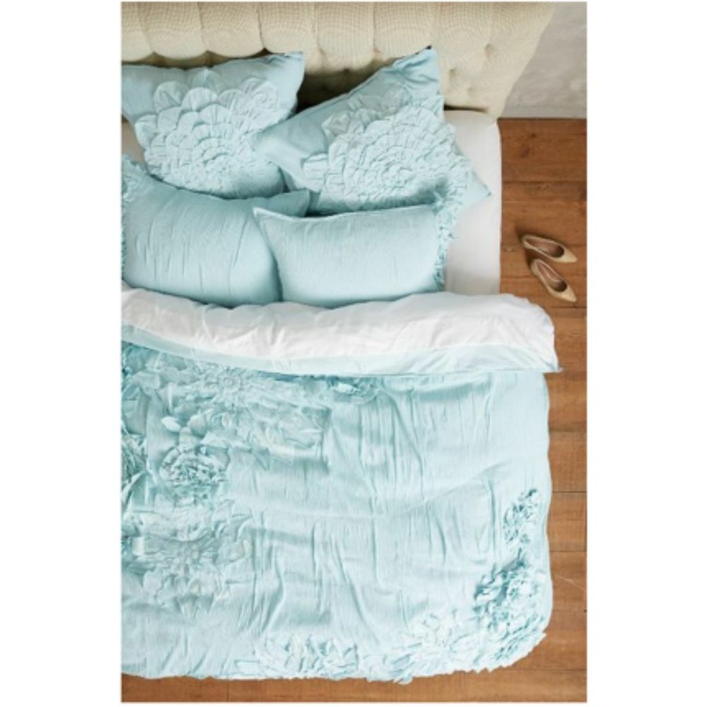 ANTHROPOLOGIE KING GEORGINA MINT AQUA DUVET COVER *LAST ONE*